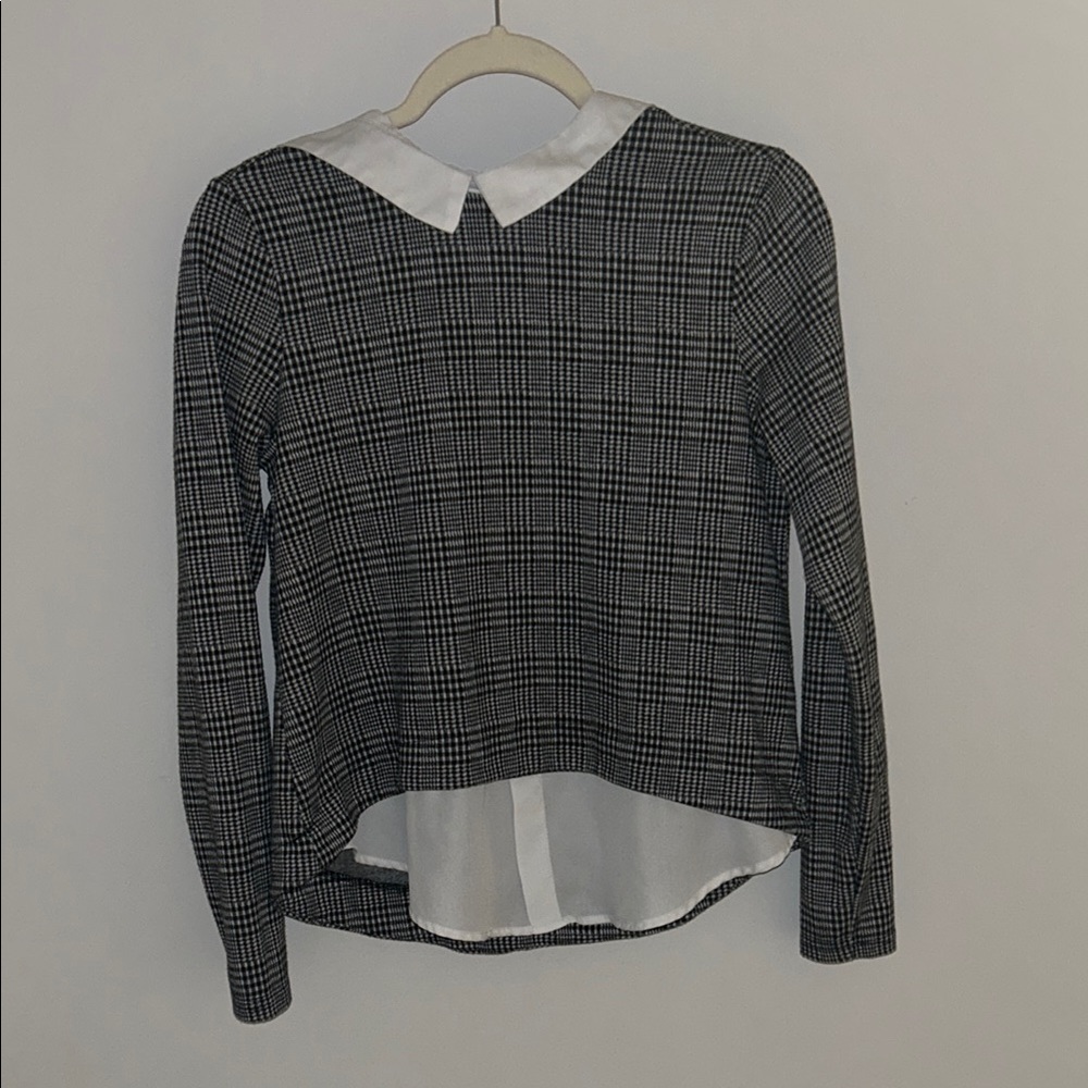 Women's Black and White Plaid Top